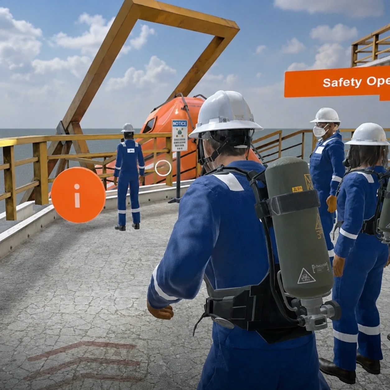 Worker using fire extinguisher